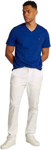 Tommy Hilfiger Herren T-Shirt Kurzarm Essential Tee mit V-Ausschnitt, Blau (Wedge Blue), S – Ansicht 4