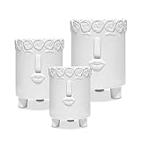 FreeToFly Ceramic Plant Pots Indoor-Set of 3 White Pots for Indoor Plants, Garden Flower Pot Home De