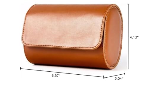Handmade Leather Watch Roll Travel Case - 2-Slot Brown Organizer Box for Men - Velvet Protection for Home and Travel Storage