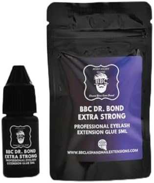 BBC Dr Bond Eyelash Extension Glue – Fast Drying (1 s), Extra Strong Hold, Waterproof, Low Fume Lash Adhesive for Professional Lash Artists – 5 ml Black