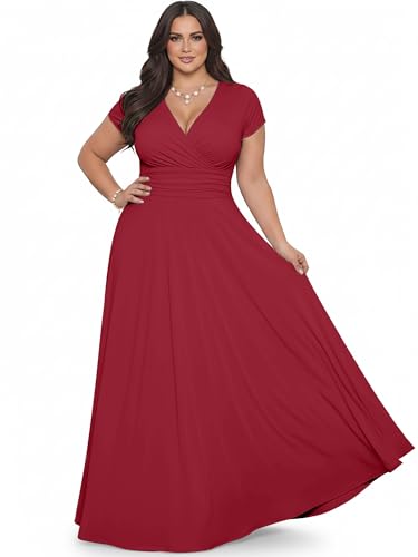 Image of KOH KOH Womens Sexy Cap Short Sleeve V-Neck Flowy Cocktail Gown