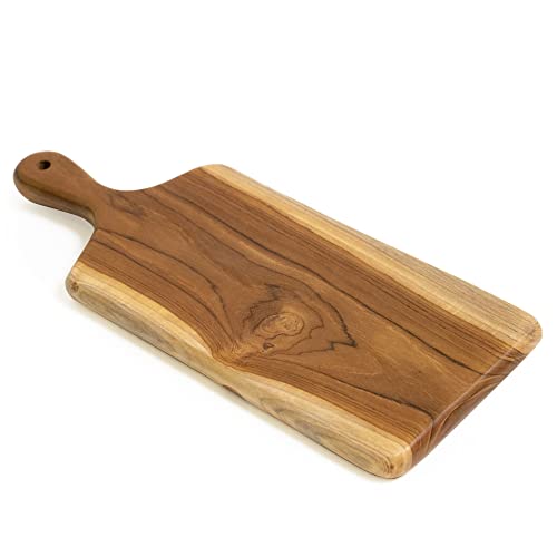 Servierplatte aus Teakholz mit Griff (rechteckig) Cover