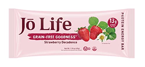All-Natural Strawberry Protein Bars - High Protein Bar - Gluten Free - Grain Free Energy Bar - 13 Grams Protein - Kosher Protein Bar - 100% Natural - Box Of 12 Jō Life Bars #TOP2