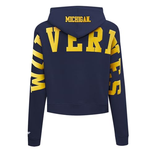 Pro Standard Womens College University Of Michigan Wingspan Cropped Pullover Hoodie Midnight Navy S - Image 2