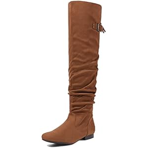 DREAM PAIRS Women's Suede Over The Knee Thigh High Winter Boots 8.5 Tan