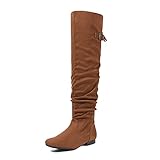 DREAM PAIRS Women's Suede Over The Knee Thigh High Winter Boots,Size 6,Tan,COLBY
