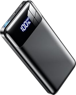 Mobile Battery, 20,000 mAh Large Capacity, 0.6 inch (16 mm), PD20W Rapid Charging, Ultra Lightweight, Compact, QC3.0 Compatible, LED Battery Charging, Supports Up to 3 Devices Simultaneously,