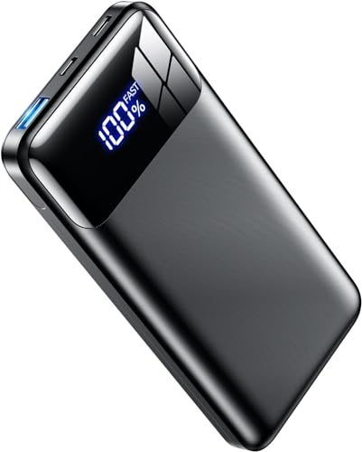 Mobile Battery, 20,000 mAh Large Capacity, 0.6 inch (16 mm), PD20W Rapid Charging, Ultra Lightweight, Compact, QC3.0 Compatible, LED Battery Charging, Supports Up to 3 Devices Simultaneously,