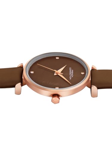 Image of French Connection | Brown Mother of Pearl dial | Brown Leather Strap | Quartz Watch for Women - FCN0147BRL