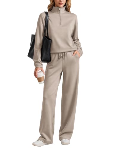 PINSPARK Airport Outfits for Women 2026 Relaxed Fit, Light Taupe