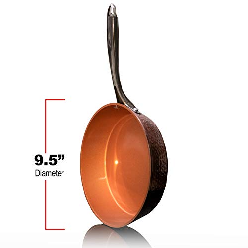 Gotham Steel 9.5" Hammered Pan With Tempered Glass Lid And Cool Touch Handles, Ultra Nonstick Fry Pan, Scratch Resistant Dishwasher Oven-Safe, Non-Toxic Frying Pans And Skillets Cookware As Seen On Tv #TOP5