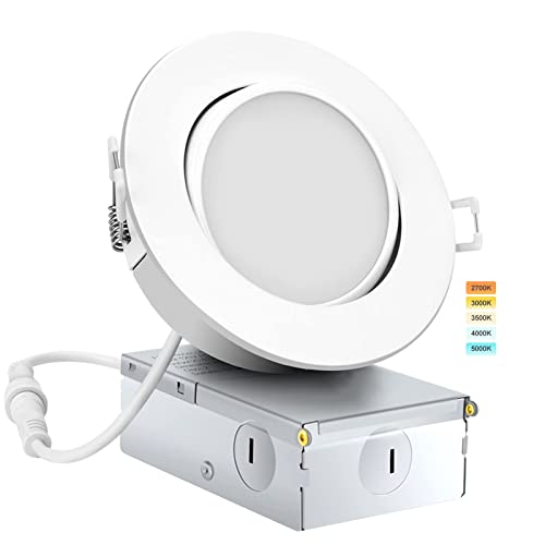 Knlnny Ware 4 Inch Recessed Lighting 1 Pack,Ajustable Eyeball Gimbal Light,4 Inch Ceiling Light With Junction Box,5Cct Selectable,Airtight,9W 750Lm,Dimmable,Etl Listed #TOP28
