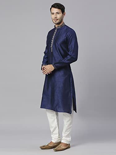 Image of Rajubhai Hargovindas Men's Jacquard Work Kurta Set