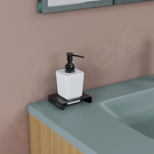 Image of Plantex Shampoo Dispenser /Stainless Steel and ABS Soap Dispenser for Bathroom /Hand Wash Dispenser /Bathroom Accessories - Table Top (Black & ABS)