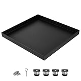24x24 Inch Washing Machine Pan, Heavy-Duty Carbon Steel Rust-Proof Leak Protection Tray with 4 Anti-Vibration Feet, Floor Damage Prevention, Washer Drip Tray (without Drain Hole)