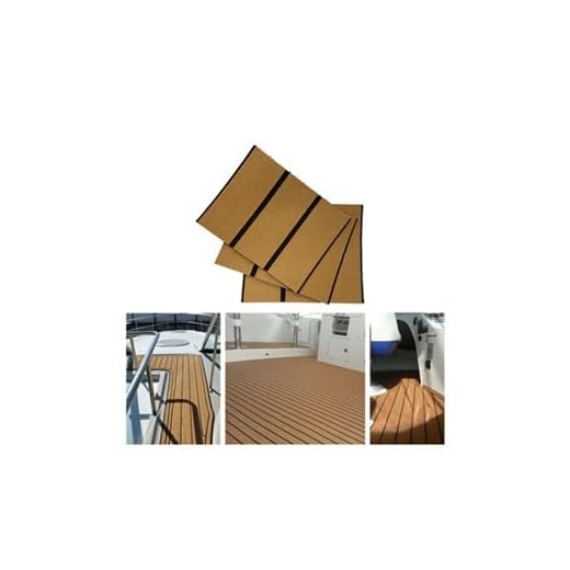 Båttillbehör 240cmx120cmx6mm Självhäftande Eva Skum Teak Sheet Marine Car RV Yacht Floor Teak Golv Teak Båt Decking Mat Syntetisk Pad Utomhussport (Color : Gold with black line)