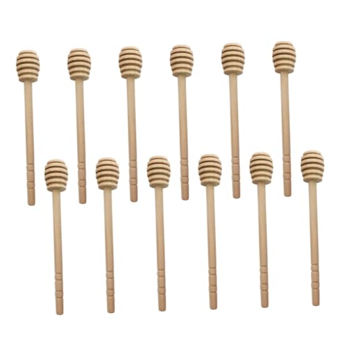 FUNOMOCYA 12pcs Wooden Honey Dippers Honey Sticks Honey Stir Sticks Honey Stirrer Syrup Stirrer Honey Stirring Spoon re-usable