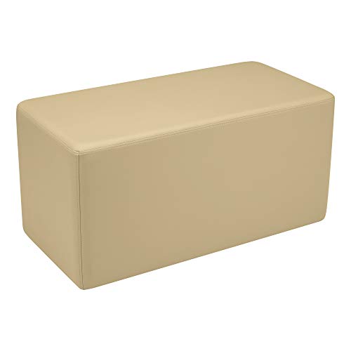 Image of Sprogs 18 inch H Structured Rectangle Stool -Flexible Modular Collaborative Soft Seating for Office, Home, Lounge and School Classrooms with Durable Frame & Set of 2 inch Casters Add-on -Sand