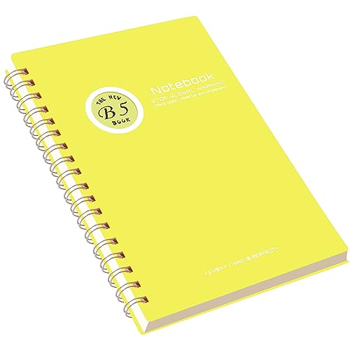 CAGIE Spiral Notebook 1 Subject Wide Ruled Notebooks for School 7''x10'' 160 Pages Spiral Bound Journal Note Book for Note Taking Study, Yellow
