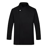 Chef Uniform Men Button Closure Cook Comfortable Long Sleeve Outfit Kitchen,Restaurant,Hotel Chef Coat Men Women Camisa De Chef para Hombre Black