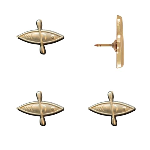 Image of Kayak Push Pins - Gold Kayak Map Pins for Cork Boards, Maps, or Lapel Use - Designed in USA - Set of 4