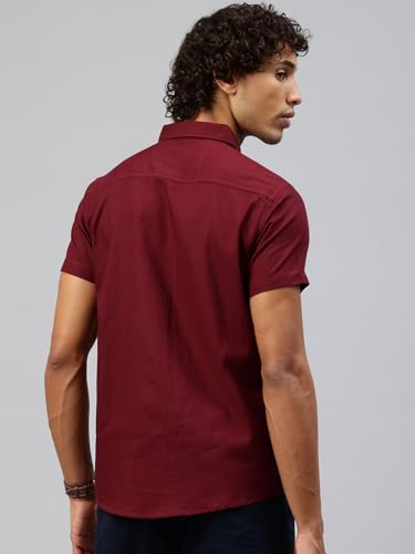 Image of Majestic Man Men Slim Fit Pure Cotton Solid Half Sleeve Casual Shirt