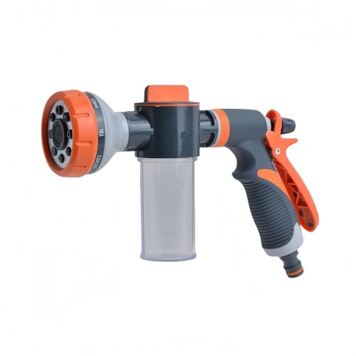 jsdskw 散水ワンド 希釈液用ジョイント スプレーランス 頑丈なホースワンド 散水器 洗車 簡単 肥料 庭用 庭仕事 園芸用 目盛り付き タイマー接続 自動 広範囲 ガーデニング 肥料 水やり ホース ノズル 洗車 時短 (8機能リアハンドルフォームガ