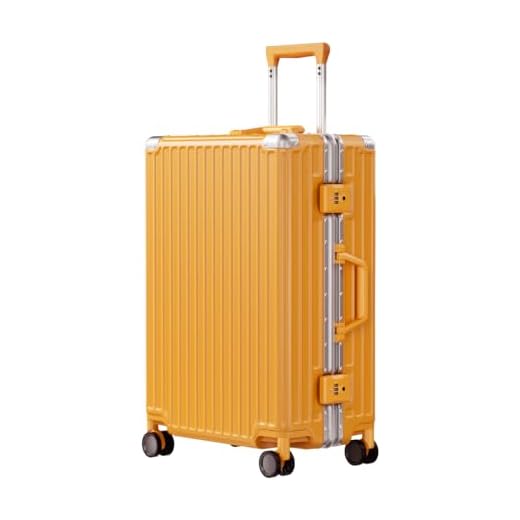 AnyZip Luggage PC+ABS Aluminum Frame Zipperless Checked Luggage Hard Shell Suitcase with TSA Lock Double Spinner Wheels 24 Inch Orange