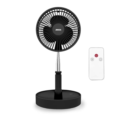 Jocca - Ventilador Portátil Plegable con Mando a Distancia y Batería 7200mAh, 3 Velocidades,...