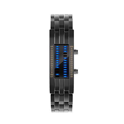 Générique Sports Wrist Digital Watch Gift Sleek Luxury Alloy Watch Men's Bracelet Men's Watch Pompier Homme Montre (Black, One Size)