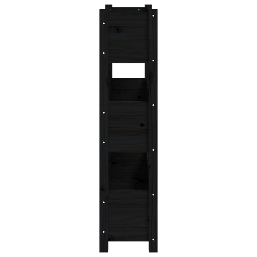 Jardinière Noir 77x25x104,5 cm Bois Massif de Pin - Carré Potager Vertical 3 Bacs pour Balcon, Jardin et Terrasse - Lit Surélevé Robuste et Grand Espace de Plantation