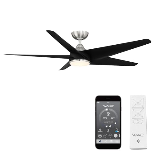 WAC F-071L-BN/MB Viper 60' Outdoor Ceiling Fan with Lights and Remote Control, Brushed Nickel Matte...