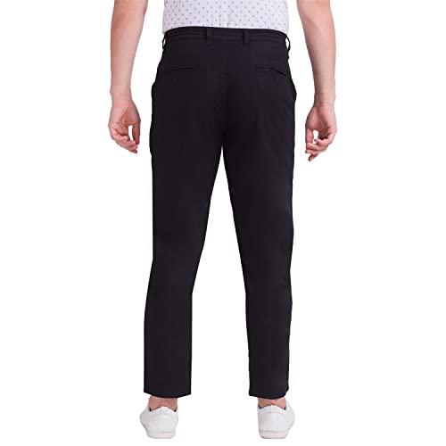 Image of Parx Men's Flat Front Comfort Fit Dark Blue Casual Trouser