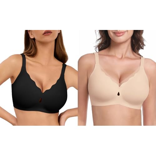 Wave Push Up Wireless Bra Seamless Bras Black S & Full Coverage Comfortable Everyday Bra Skin S
