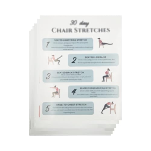 Chair Exercise Chart for Seniors, Chair Yoga Workout Poster for Seniors & Beginners, 30-Day Stretching and Gentle Seated Exercise Chart for Balance, Flexibility & Home Fitness
