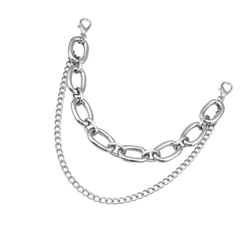 Ludzucy Silver Bag Chain Layered Keychain Goth Punk Purse & Wallet Accessory Decorative for Women Short Crossbody Tote Charm Chunky Chain
