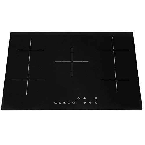 SIA CERH75BL 75cm Electric Ceramic Hob Cooktop. 5 Zone with Touch Control, 9 Power Levels, Child Safety Lock, Black, 2 Years Parts & Labour Guarantee
