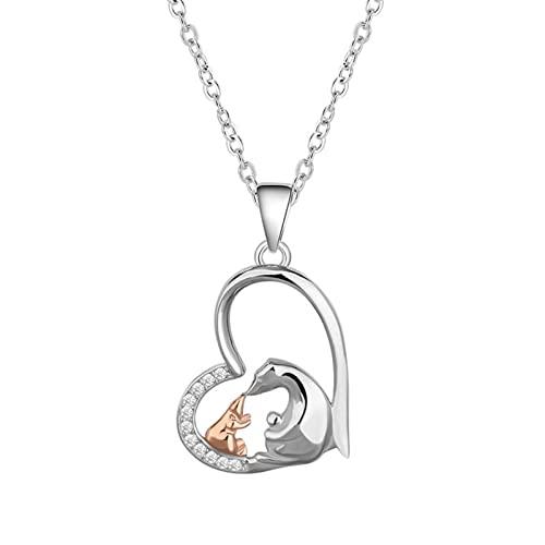 Collier diamants femme or 18 carats pendentif cœur et ours
