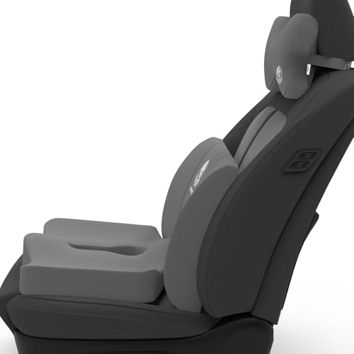Image of MRRON Memory Foam Car Seat Cushion Combo - Backrest, Coccyx Cushion & Neckrest - Orthopedic Support for Back, Sciatica & Neck Pain - Ergonomic Comfort for Car, Office. (Grey, Lumbar)