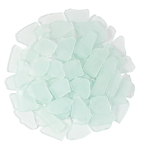 Keedolla White Beach Sea Glass for Crafts Frosted Seaglass Pieces Decor Vase Filler Crushed for Aquarium DIY Art Craft Beach Wedding and Home Decor