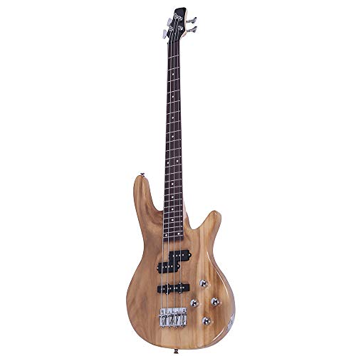Kcelarec Electric Bass Guitar Full Size 4 String Exquisite Stylish Bass With Power Line And Wrench Tool (Burlywood Color) #TOP1