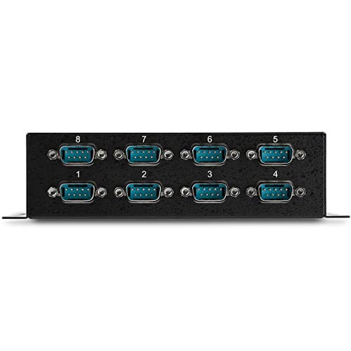 Image of StarTech 8-Port USB to Serial RS232 Hub, Industrial, TAA (ICUSB2328I) | FTDI USB to DB9 RS-232 Adapter Hub, DIN Rail and Wall Mountable, COM Port Retention