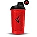 AMITYUNION Protein Shaker 800 ml - Bez BPA z sitkiem i skalą do kremowych shake'ów z białkiem serwatkowym - Kubek fitness na siłownię do izolatów i koncentratów sportowych, (Czerwony czarny)