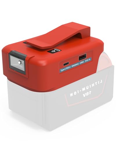 RETRUE Battery USB Charger Adapter for Milwaukee 18V MAX Battery Generator Power Converter with USB Charger Type C and LED Lights for Work RV Camping Travel Tool Only