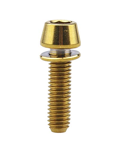 Wanyifa Titanium M5x20mm with Washer Allen Hex Tapered Bolts Screw for Bicycle Stem Pack of 6 (Gold)