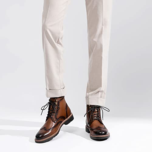 Jousen Dress Boots For Men Premium Leather Wingtip Formal Casual Dress Mens Boots(Amy8159 Brown 11) #TOP1