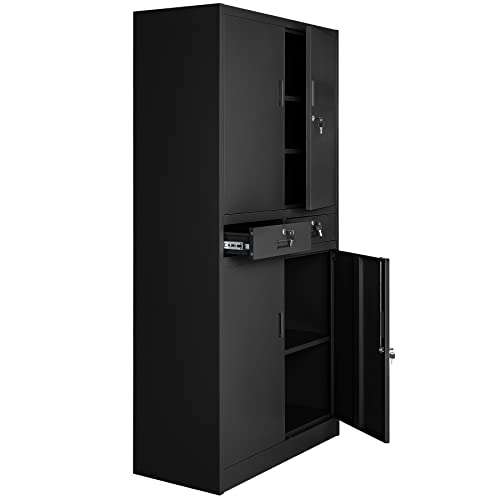 Armoire bureau métal 4 portes serrure 180 cm TecTake GmbH