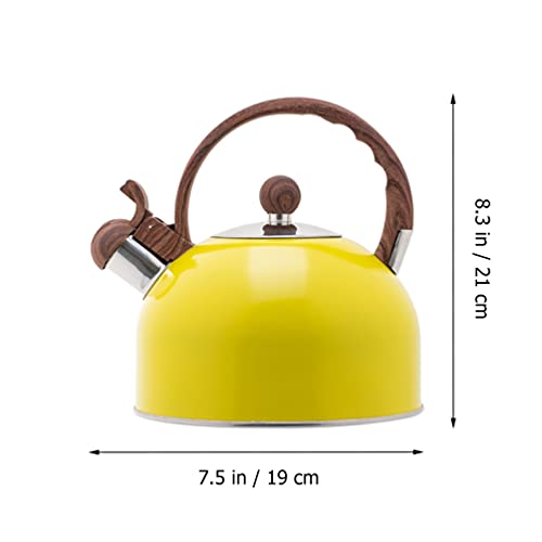 Yardwe 2. 5L Stove Top Whistling Tea Kettle Stainless Steel Fast Boiling Heat Water Tea Pot Sounding Kettle Heating Water Container With Anti Hot Handle For Home Yellow #TOP6