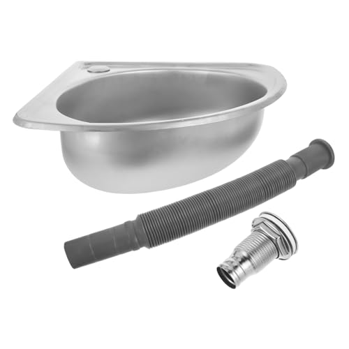 COOLHIYA Fregadero para Camping Inoxidable Lavabo Pequeño Seno Fácil Instalación sin Herramientas para Furgonetas y Reducidos Multifuncional para Lavado de Manos Platos y Verduras