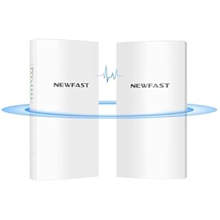 NEWFAST Access Point Esterno, 3KM Distanza Ponte WiFi Esterno 5,8GHz 300Mbps Wireless Bridge con 11dBi Antenna, Porta LAN, Connessione PTP/PTMP (Confezione da 2)